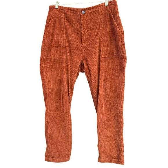 Pact Women's The Cafe Corduroy Pant Burnt Orange Wide Wale Corduroy XL Tapered - Picture 1 of 6
